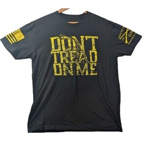 Grunt Style Don't Tread On Me Black T-Shirt Men's‎ Large USA Flag Graphic